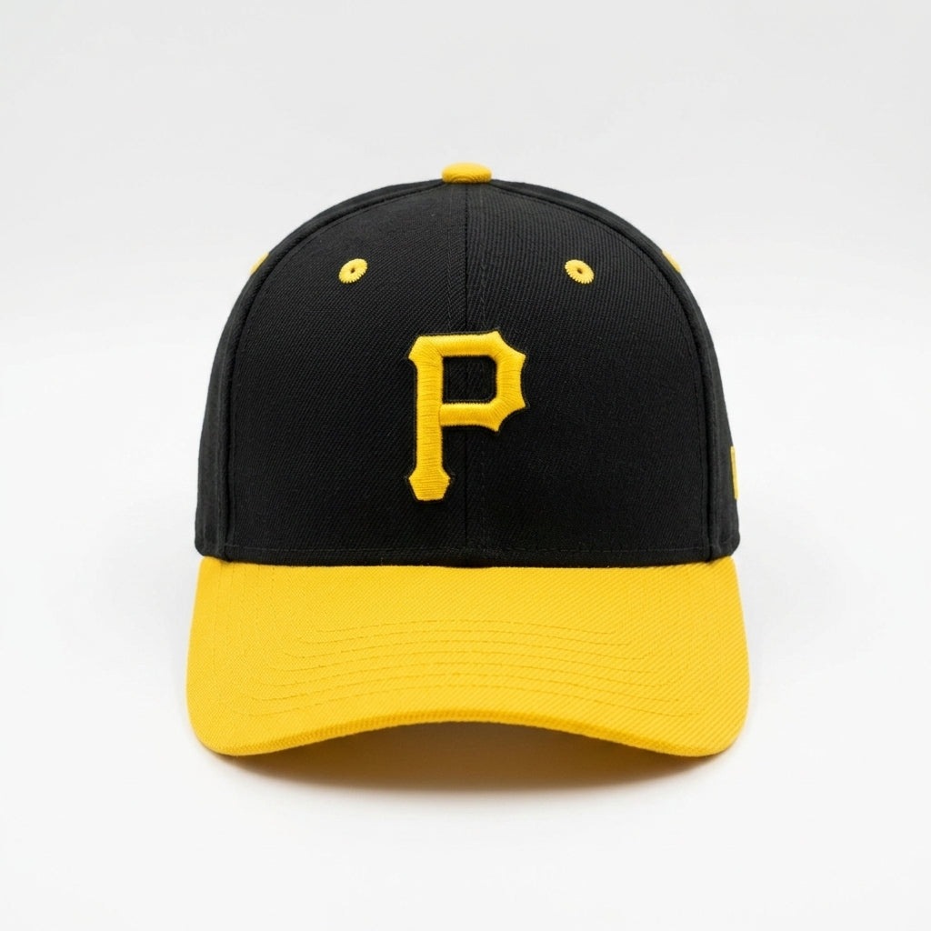 Black and yellow baseball cap with a logo on a white background Main image