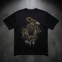 Golden Tiger Black Rhinestone T-Shirt