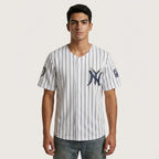 Downtown Pinstripe White Baseball Jersey front view