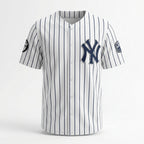 Downtown Pinstripe White Baseball Jersey size chart
