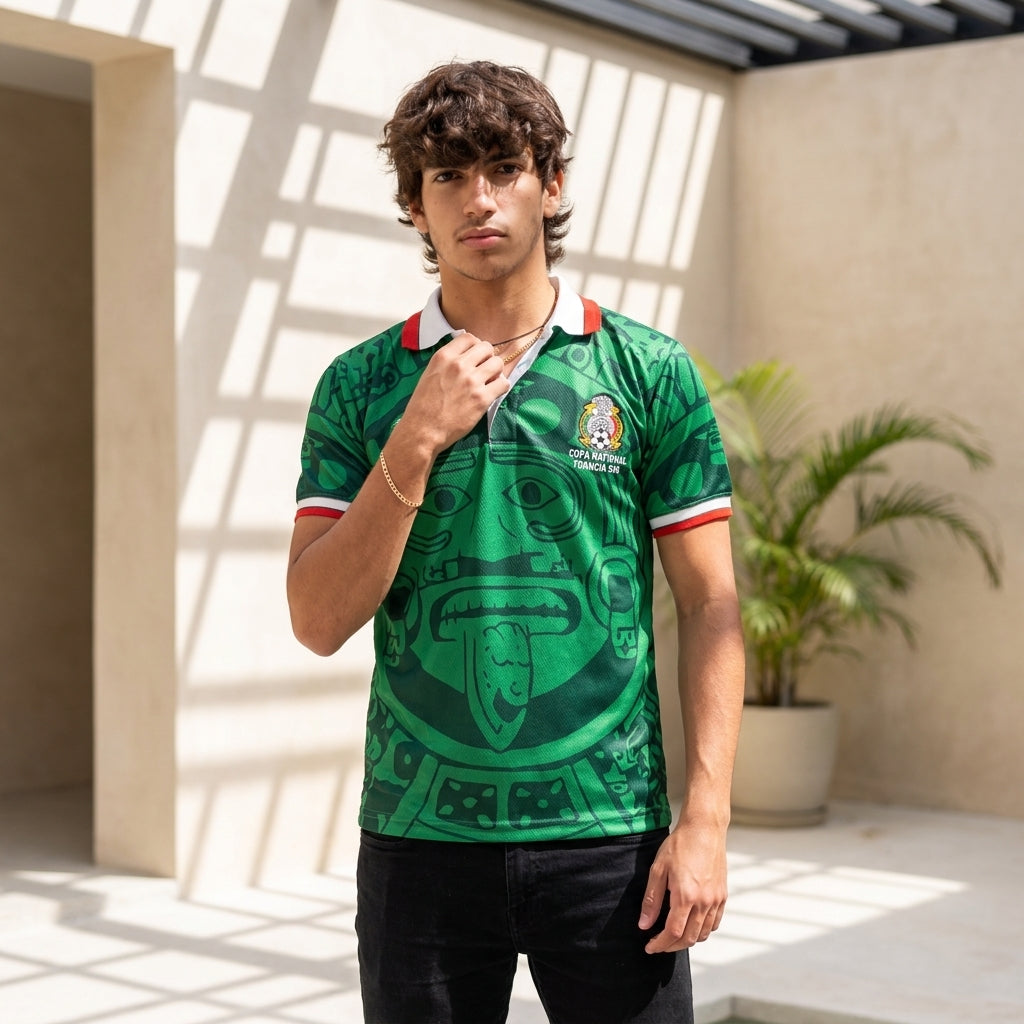 Mexico Aztec Retro Soccer Jersey – Green Heritage Streetwear