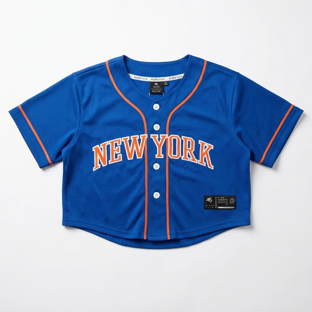New York City Crop Baseball Jersey – Women’s Blue Secondary image
