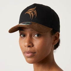 Headzflex Emblem Black and Gold Snapback Hat – Brown velvet Brim