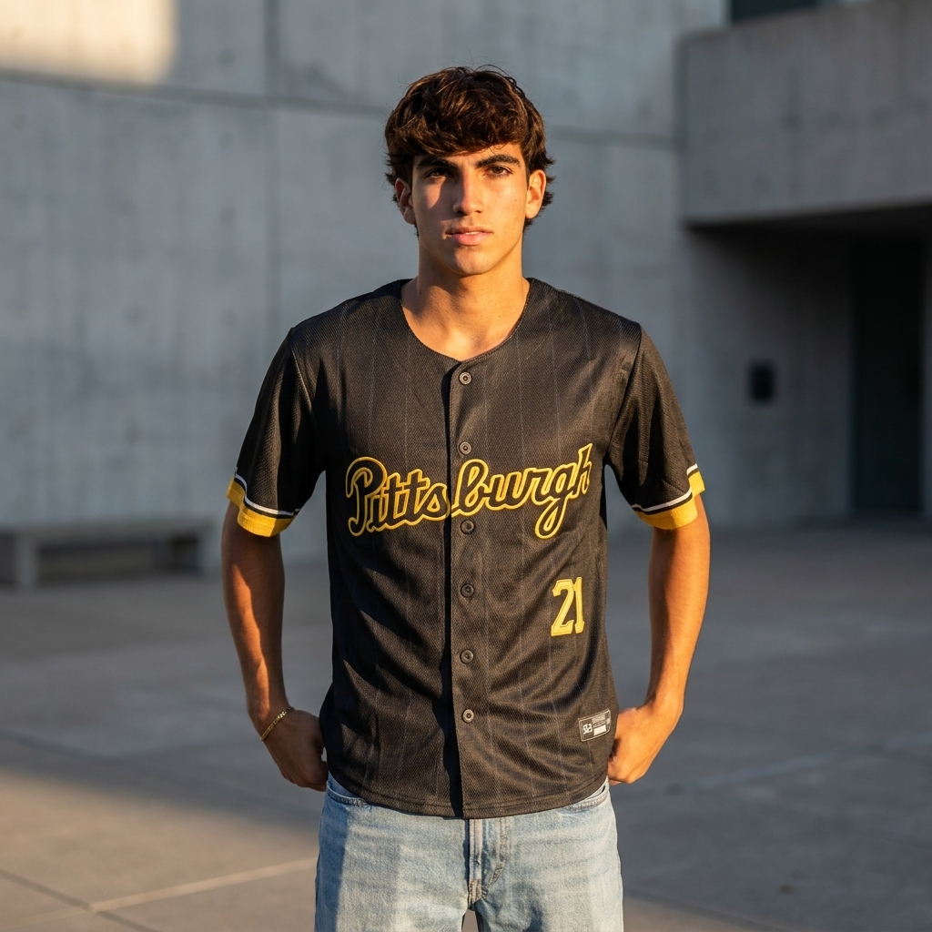 Pittsburgh Baseball Jersey – 21 Legacy Black & Gold lifestyle image