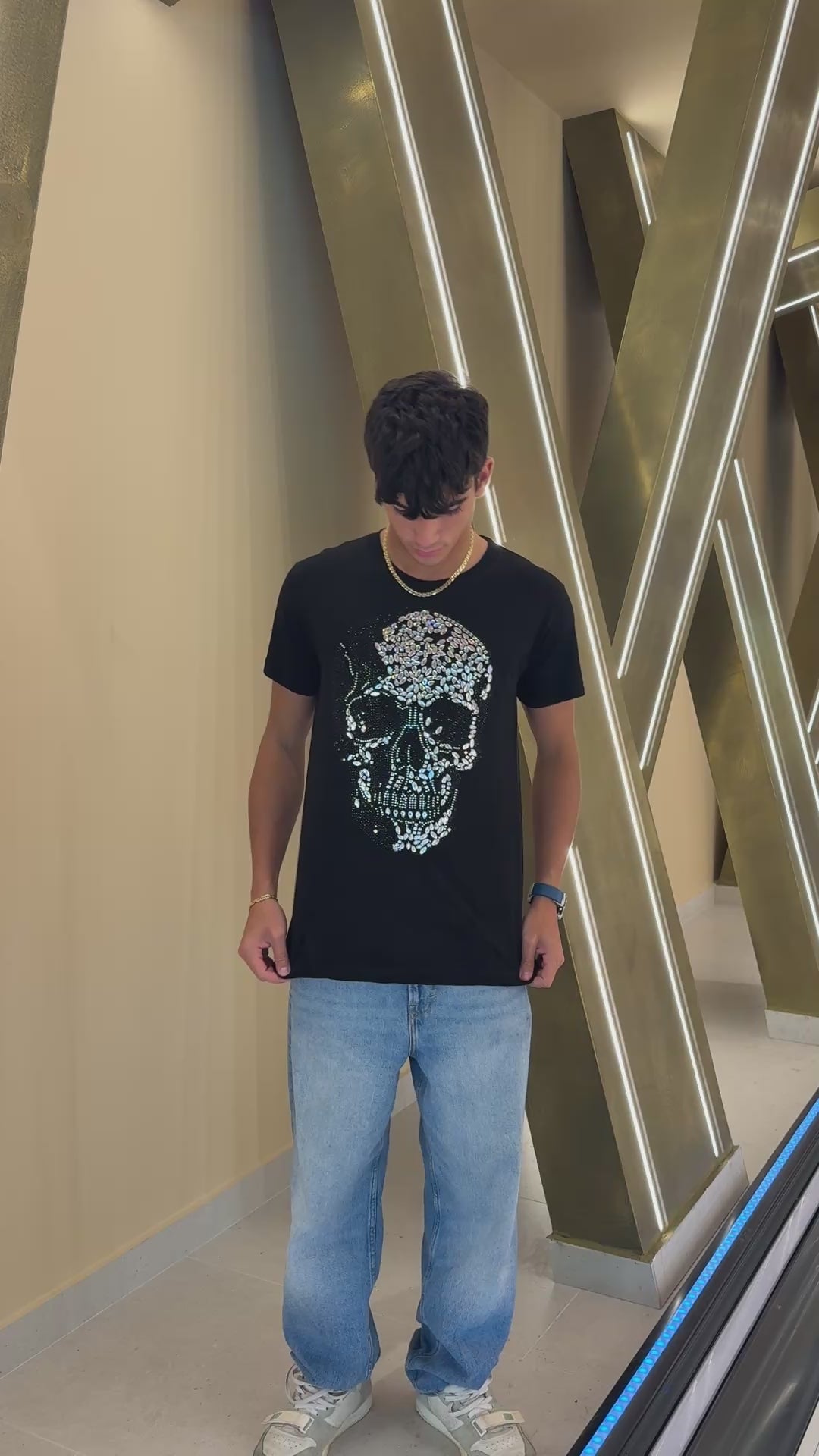 Crystal Skull Black Rhinestone T-Shirt