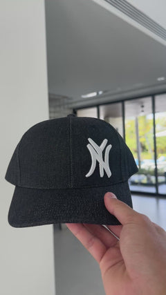 NY Black Denim Hat Curved Brim