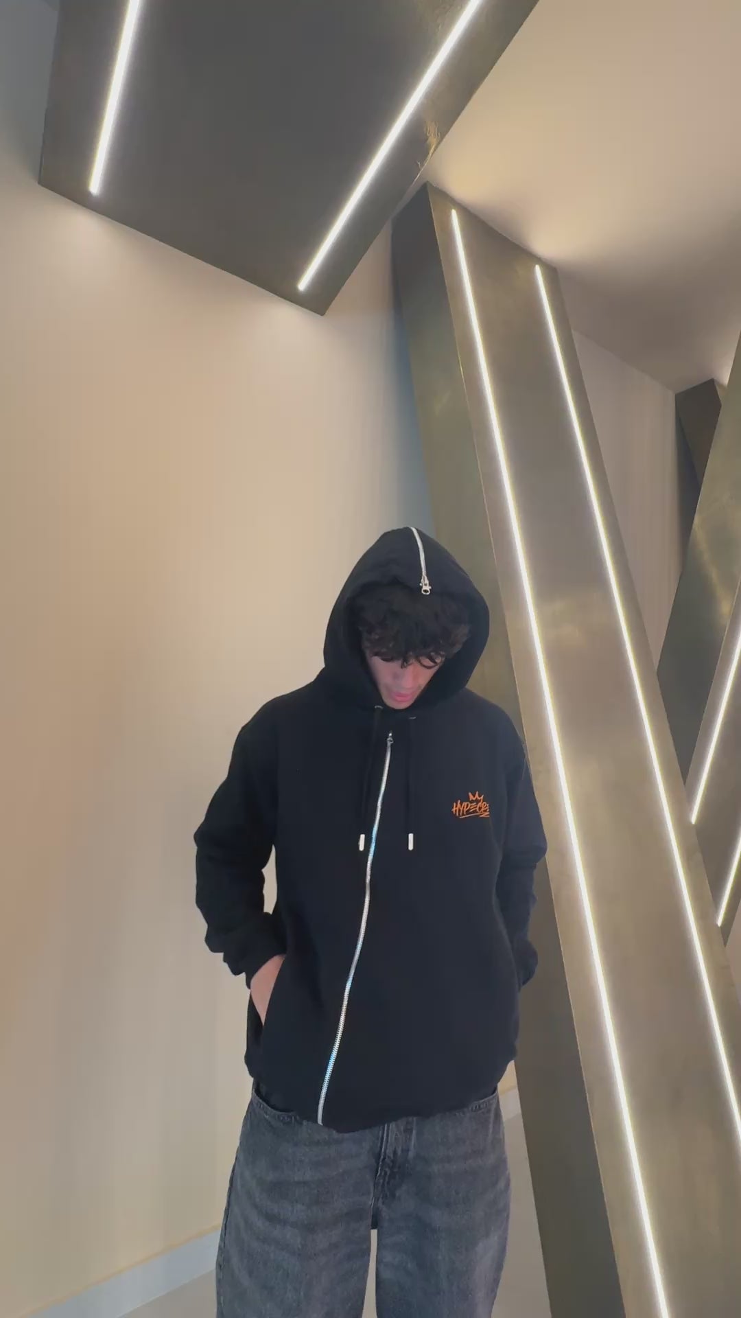 Black Graphic Cotton Hoodie – 100% Peruvian Cotton, Cozy Winter Pullover (HyoeCrew)