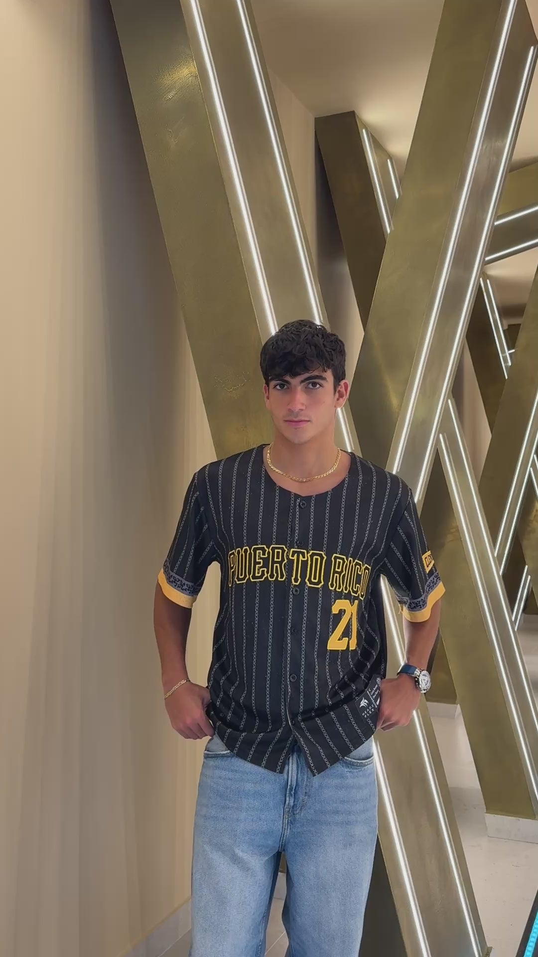Puerto Rico Clemente Coqui Black & Gold Baseball Jersey