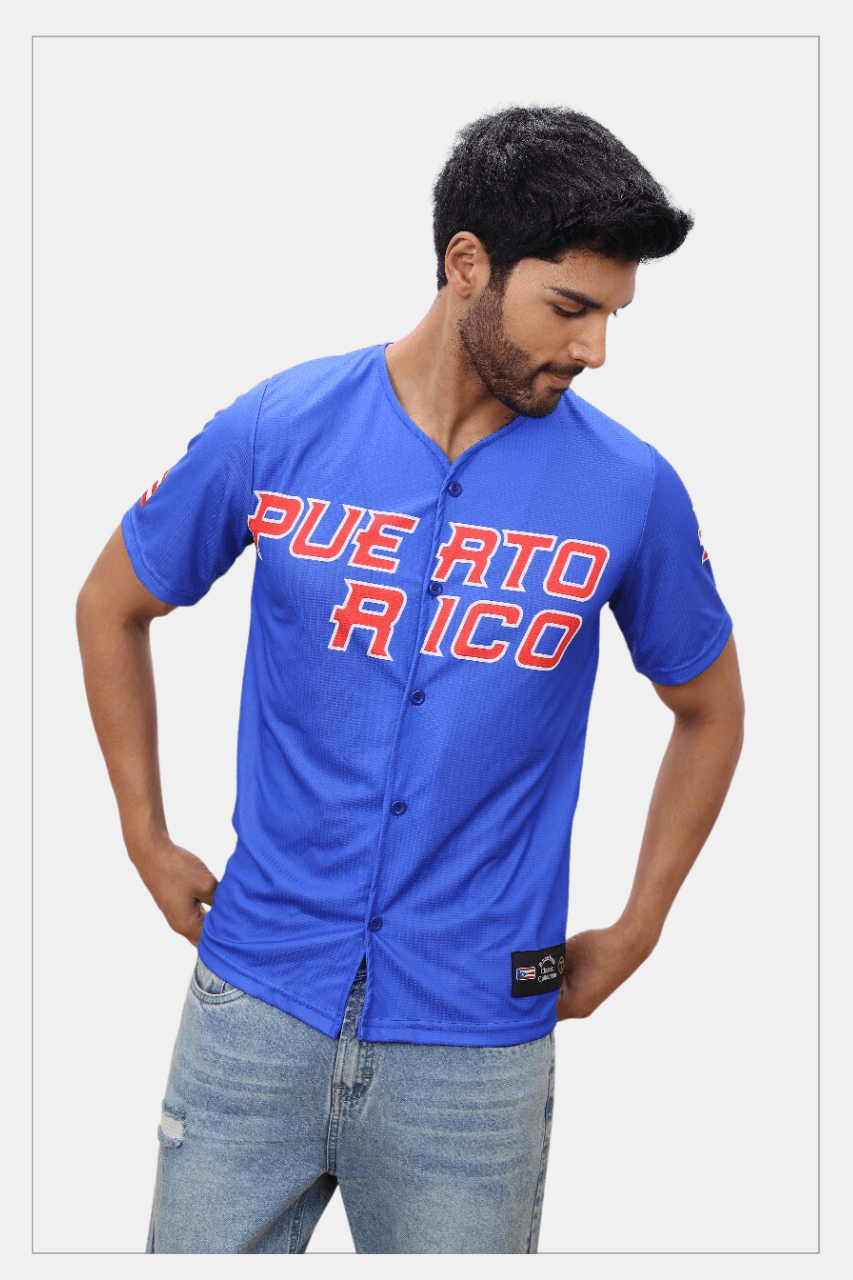 Puerto Rico Boricua Blue Baseball Jersey – Roberto Clemente #21