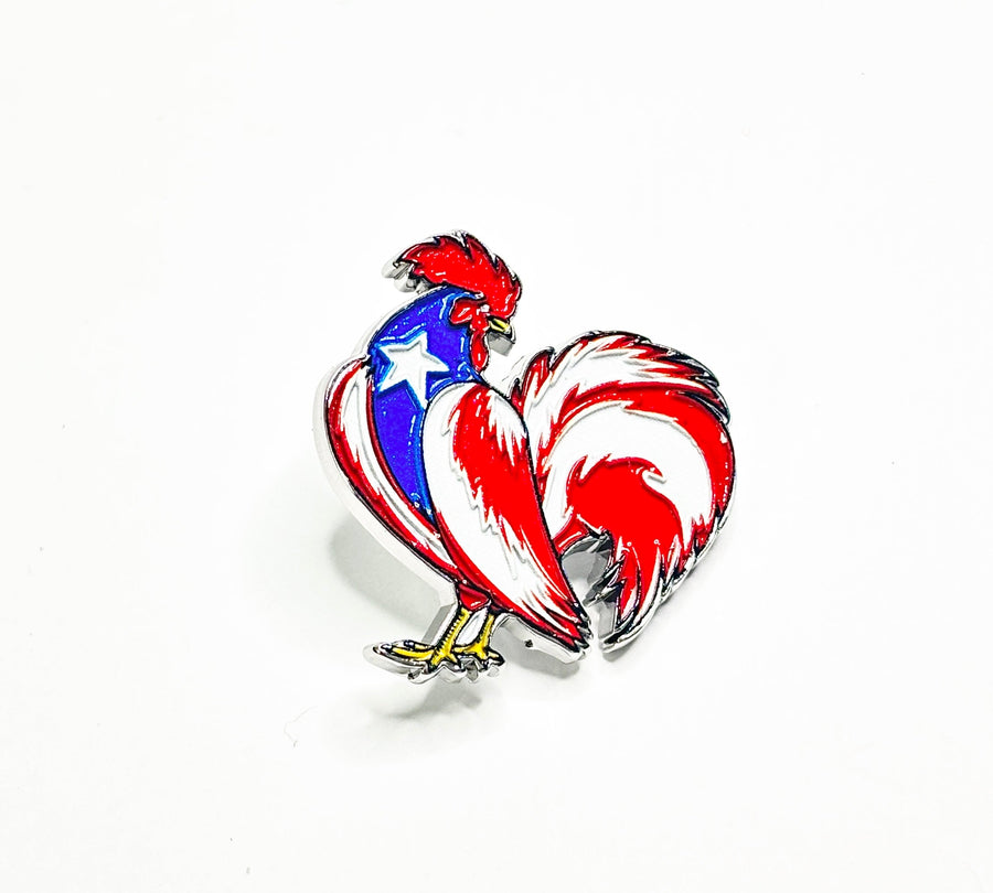 Puerto Rico Rooster Enamel Pin – Lightweight Hat & Clothing Accessory